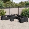 vidaXL Salon de jardin 11 pcs avec coussins noir résine tressée