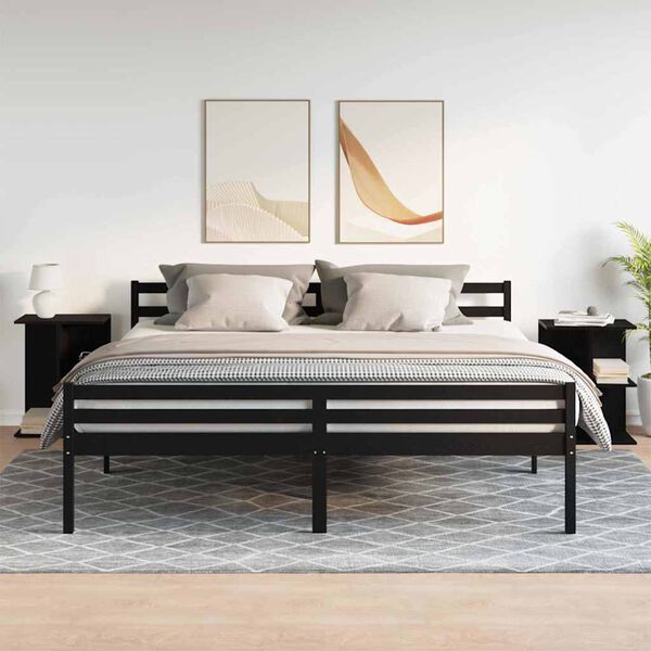 vidaXL Tables de chevet 2 pcs ch&ecirc;ne noir 46,5x29x61 cm bois ing&eacute;nierie