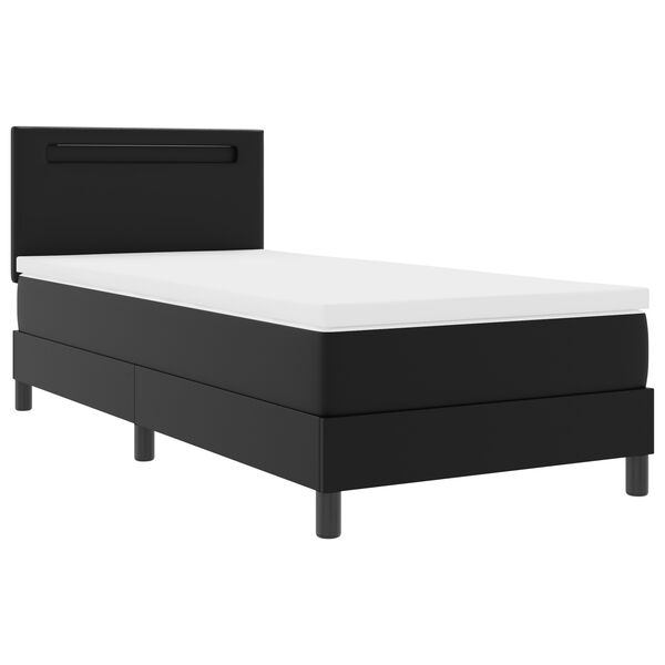 vidaXL Lit &agrave; ressorts avec matelas Noir 90 x 200 cm Simili cuir