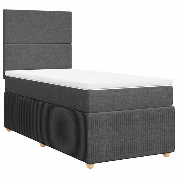 vidaXL Sommier &agrave; lattes de lit avec matelas Gris fonc&eacute; 100x200cm Tissu