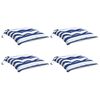 vidaXL Coussins de chaise lot de 4 rayures bleues blanches 50x50x7 cm