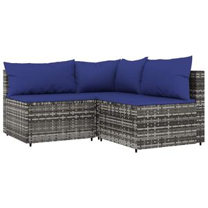 vidaXL Salon de jardin 3 pcs avec coussins Gris R&eacute;sine tress&eacute;e