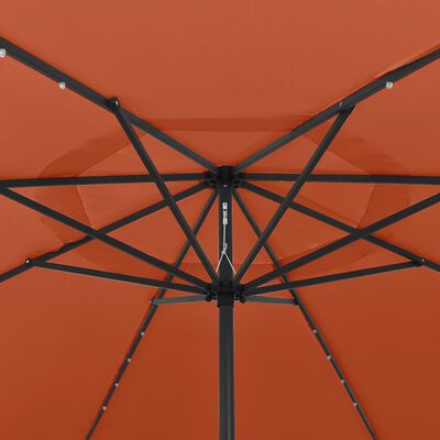 vidaXL Parasol d'extérieur avec LED et mât en métal 400 cm Terre cuite