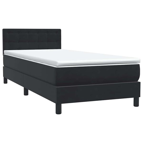 vidaXL Sommier &agrave; lattes de lit avec matelas noir 80x210 cm velours
