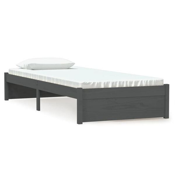 vidaXL Cadre de lit sans matelas gris bois massif 75x190 cm