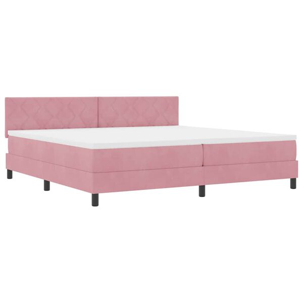 vidaXL Lit &agrave; ressorts avec matelas Rose 200 x 200 cm Velours