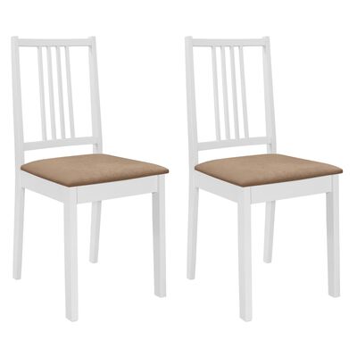 vidaXL Chaises à manger avec coussins lot de 2 blanc bois solide