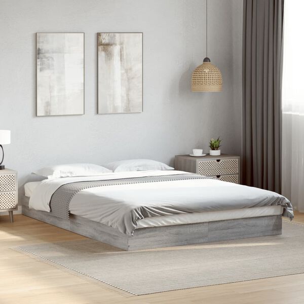 vidaXL Cadre de lit sans matelas sonoma gris 140x200 cm