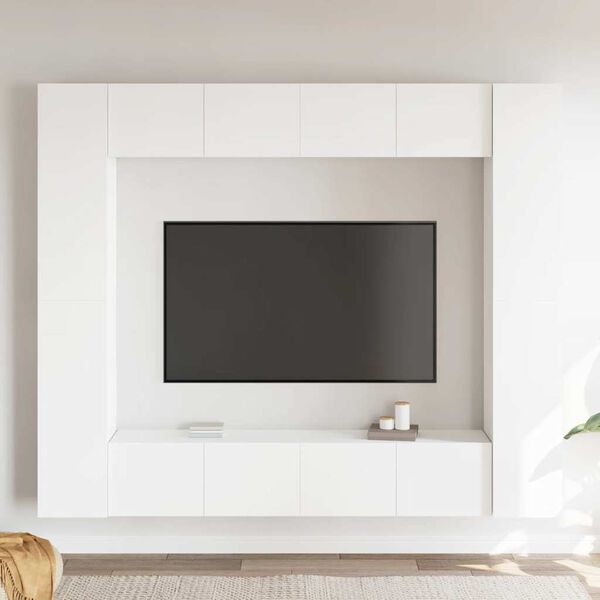 vidaXL Ensemble de meubles TV 8 pcs Blanc Bois d'ing&eacute;nierie