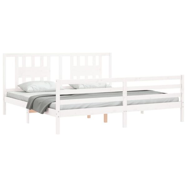 vidaXL Cadre de lit sans matelas blanc 200x200 cm bois massif