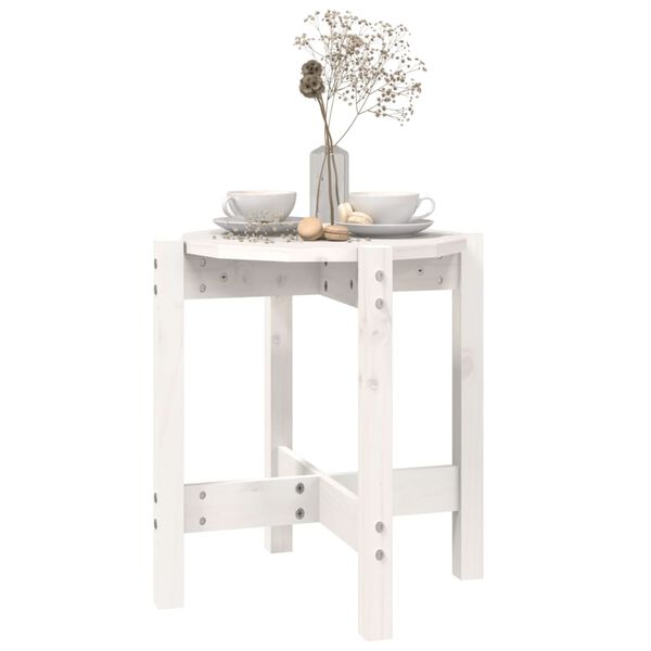 vidaXL Table basse Blanc Ø 42,5x45 cm Bois massif de pin