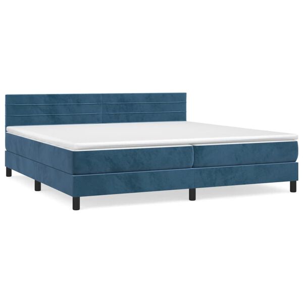 vidaXL Sommier &agrave; lattes de lit et matelas Bleu fonc&eacute; 200x200cm Velours