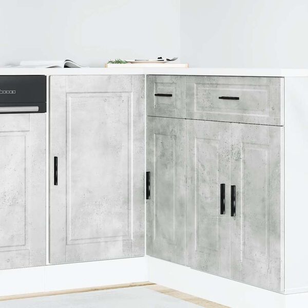 vidaXL Armoire de cuisine Porto gris b&eacute;ton bois d'ing&eacute;nierie