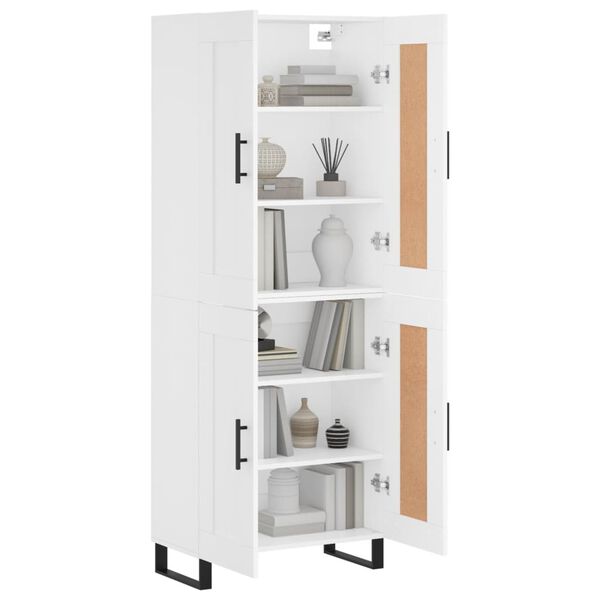 vidaXL Buffet haut Blanc 69,5x34x180 cm Bois d'ing&eacute;nierie
