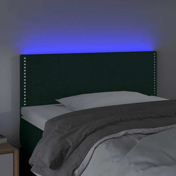 vidaXL T&ecirc;te de lit &agrave; LED Vert fonc&eacute; 90x5x78/88 cm Velours