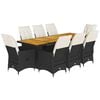 vidaXL Ensemble de bistro de jardin 9 pcs coussins noir poly rotin