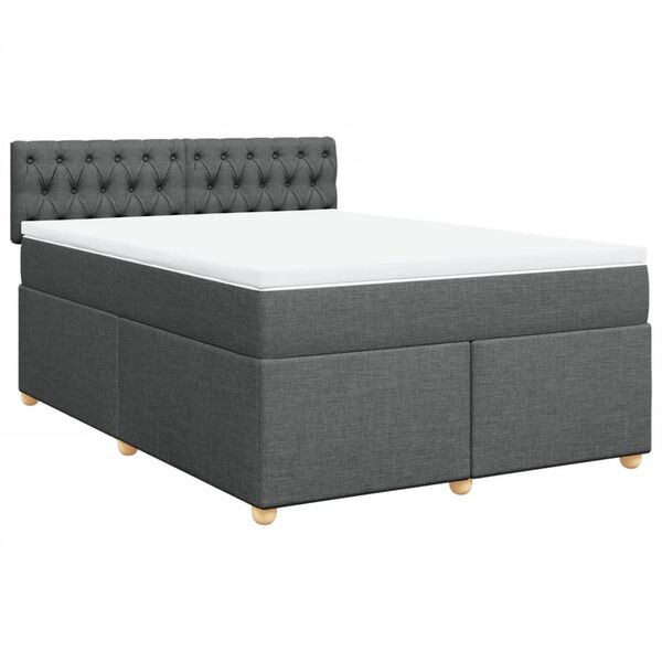 vidaXL Sommier &agrave; lattes de lit avec matelas Gris fonc&eacute; 160x200cm Tissu