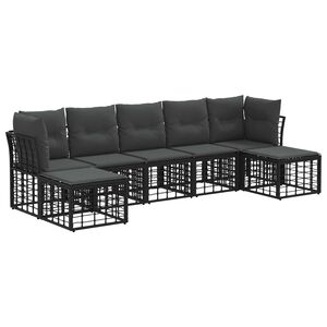 vidaXL Ensemble de canap&eacute;s d'ext&eacute;rieur Noir Polyester