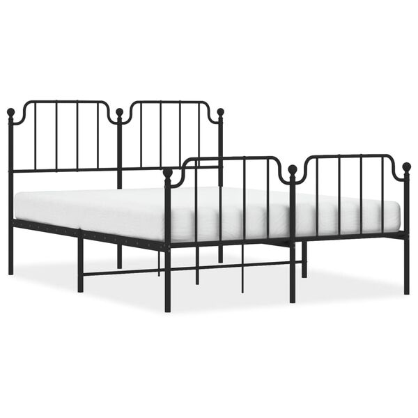vidaXL Cadre de lit métal sans matelas avec pied de lit noir 140x190cm