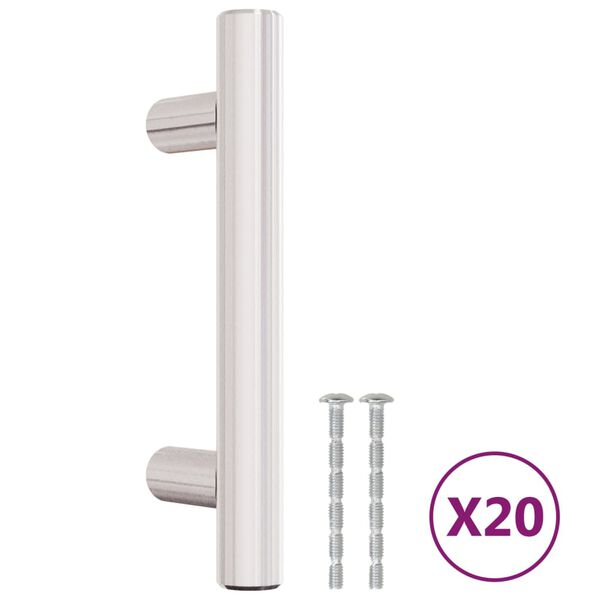 vidaXL Poign&eacute;es d'armoire 20 pcs argent&eacute; 64 mm acier inoxydable