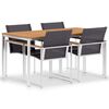 vidaXL Ensemble &agrave; manger jardin 5 pcs Teck massif et acier inoxydable