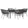 vidaXL Ensemble &agrave; manger de jardin et coussins 5 pcs noir rotin verre