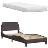 vidaXL Lit avec matelas marron fonc&eacute; 90x190 cm tissu