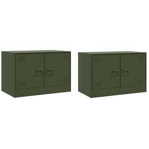 vidaXL Meubles TV 2 pcs vert olive 67x39x44 cm acier