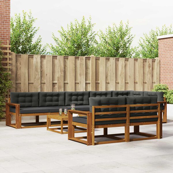 vidaXL Ensemble de canap&eacute;s d'ext&eacute;rieur 9 pcs Naturel et Anthracite