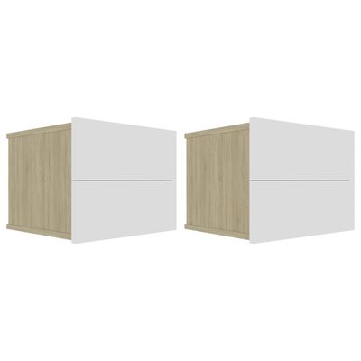 vidaXL Tables de chevet 2 pcs Blanc et chêne sonoma 40x30x30 cm