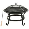 vidaXL Foyer et barbecue avec tisonnier 2 en 1 56x56x49 cm Acier