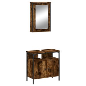 vidaXL Ensemble de meubles de salle de bain 2 pcs Ch&ecirc;ne fum&eacute;