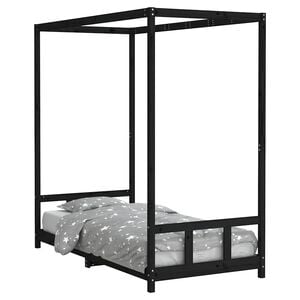 vidaXL Cadre de lit pour enfants noir 90x190 cm bois de pin massif
