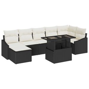 vidaXL Ensemble de canap&eacute; de jardin avec coussin 8 pcs Noir et Cr&egrave;me
