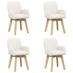 vidaXL Chaises de salle &agrave; manger pivotantes 4 pc Boucl&eacute; Cr&egrave;me