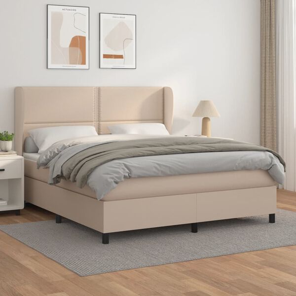 vidaXL Sommier à lattes de lit avec matelas Cappuccino 180x200 cm