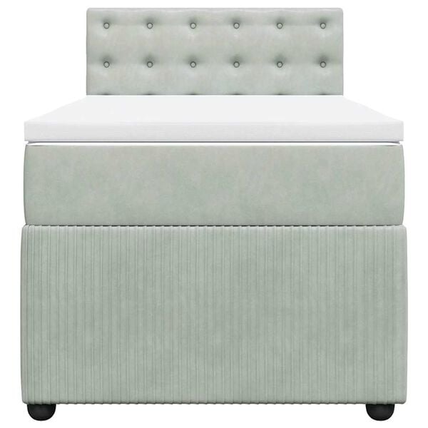 vidaXL Sommier &agrave; lattes de lit et matelas Gris clair 90x190 cm Velours