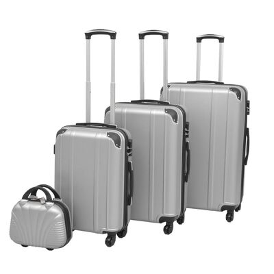 vidaXL Ensemble de valises à roulettes quatre pièces Argenté