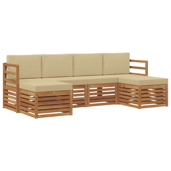 vidaXL Ensembles de canap&eacute;s avec coussin 6 pcs Naturel et Beige