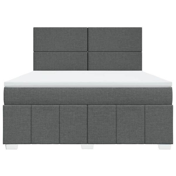 vidaXL Sommier &agrave; lattes de lit avec matelas Gris fonc&eacute; 180x200cm Tissu