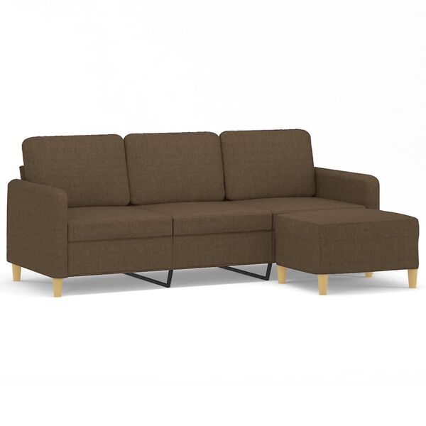vidaXL Canap&eacute; &agrave; 3 places avec repose-pieds Marron 180 cm Tissu