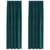 vidaXL Rideaux occultants 2 pcs Vert fonc&eacute; 140 x 225 cm Velours