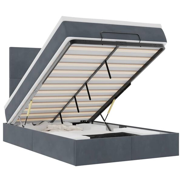 vidaXL Cadre de lit ottoman avec matelas gris fonc&eacute; 120x190 cm velours