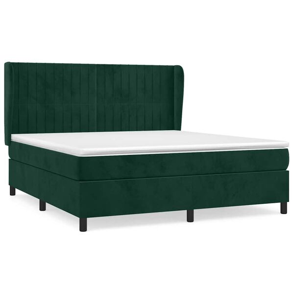 vidaXL Sommier &agrave; lattes de lit et matelas Vert fonc&eacute; 160x200cm Velours