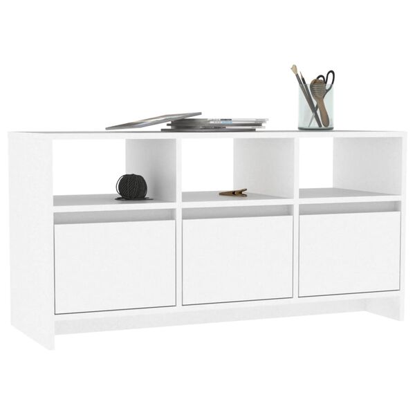 vidaXL Meuble TV Blanc 102x37,5x52,5 cm Bois d'ing&eacute;nierie