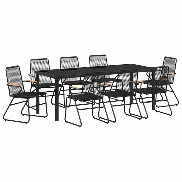 vidaXL Ensemble de salle &agrave; manger pour jardin 9 pcs Noir