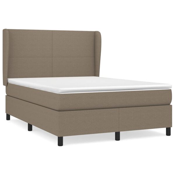 vidaXL Sommier &agrave; lattes de lit avec matelas Taupe 140x200 cm Tissu