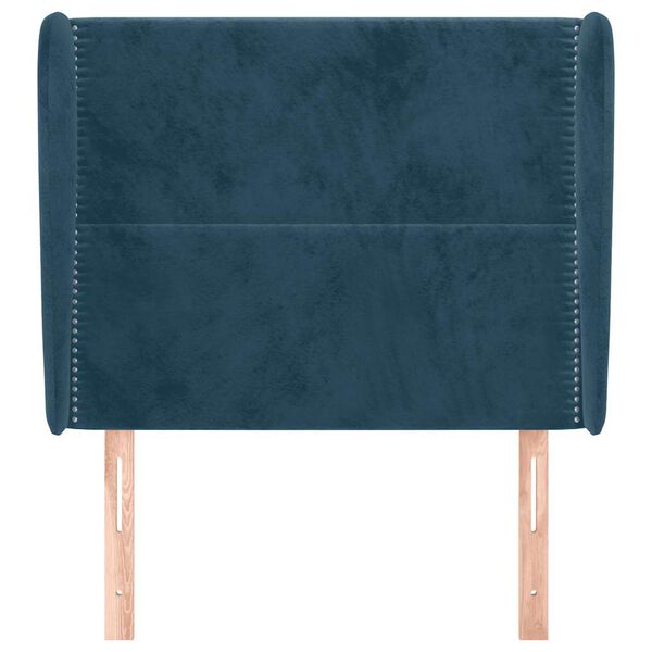 vidaXL T&ecirc;te de lit avec oreilles Bleu fonc&eacute; 83x23x118/128 cm Velours