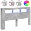 vidaXL T&ecirc;te de lit &agrave; LED gris b&eacute;ton 180x18,5x103,5cm bois d'ing&eacute;nierie