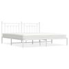 vidaXL Cadre de lit m&eacute;tal sans matelas et t&ecirc;te de lit blanc 200x200 cm